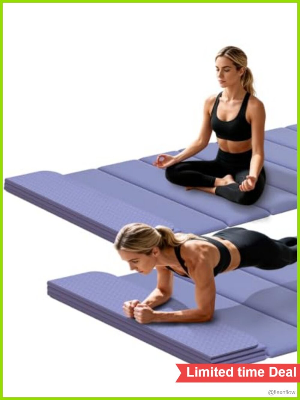 Foldable Yoga Mat Extra Long 10mm Thick TPE Non-Slip Exercise Mat